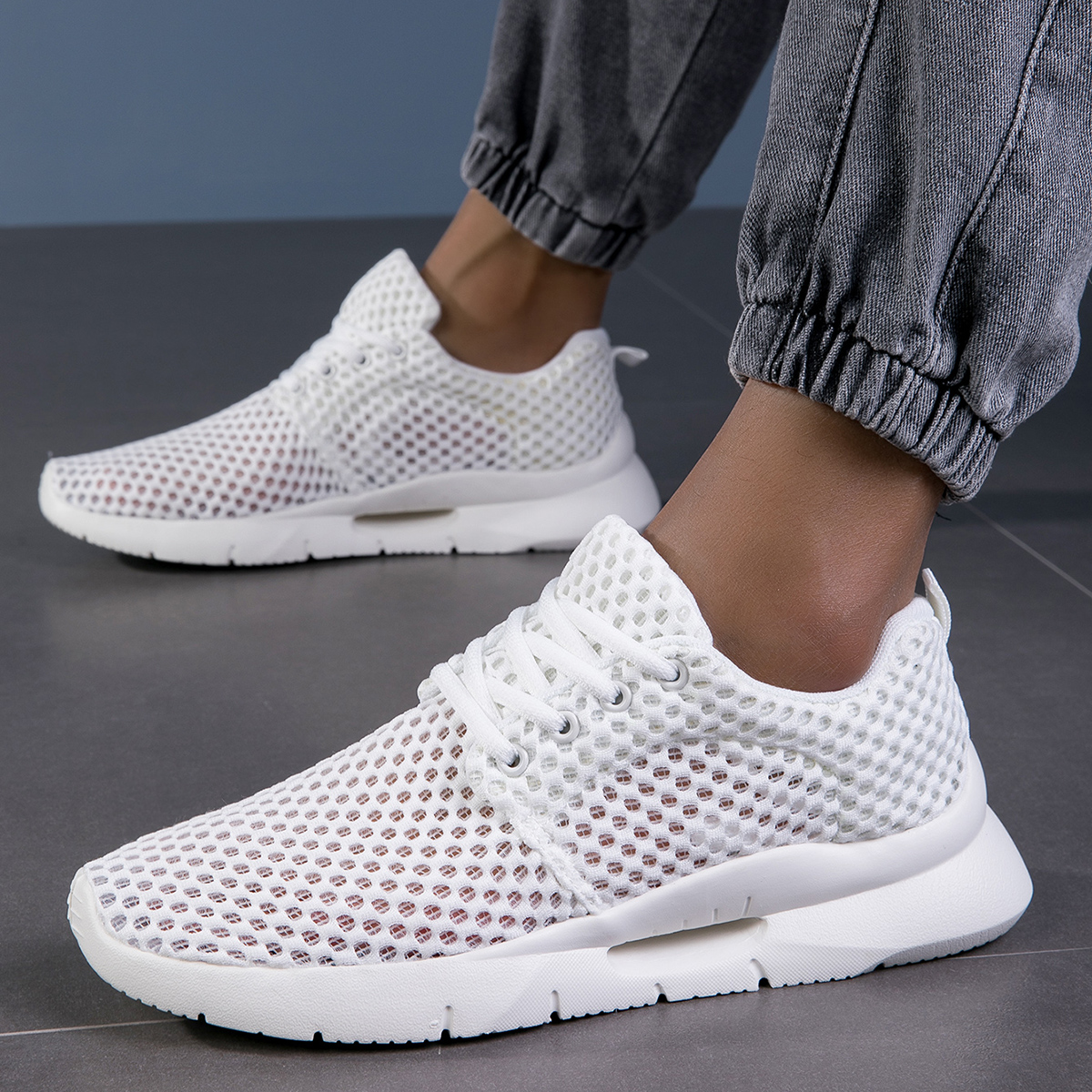 New White Mesh Shoes for Men B - Men'S Shoes Black And White 评论和价格
