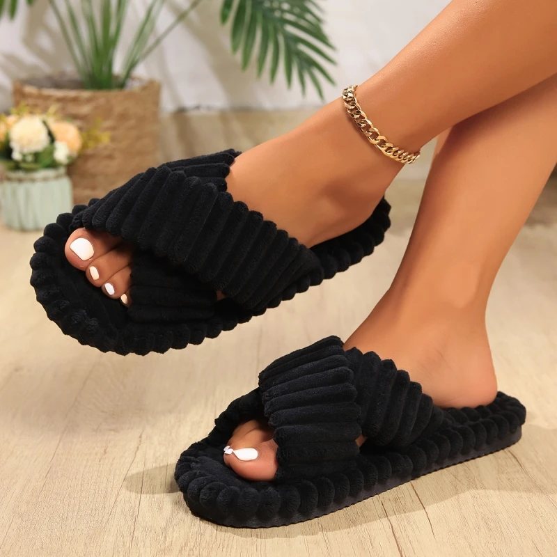 Women Corduroy Cross Strap Hom - Men Shoes Size To Women 评论和价格