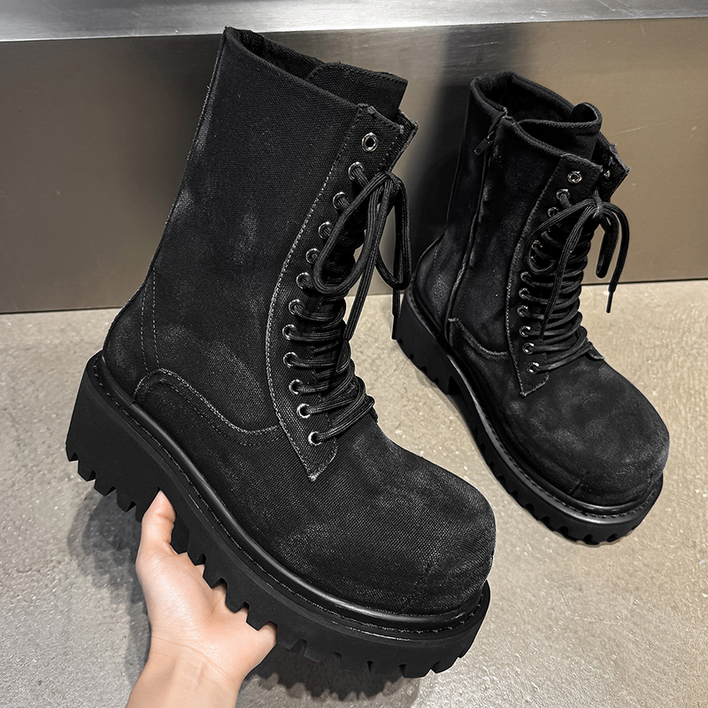 High Quality Retro Denim High  - Men'S Shoes Increase Height 评论和价格