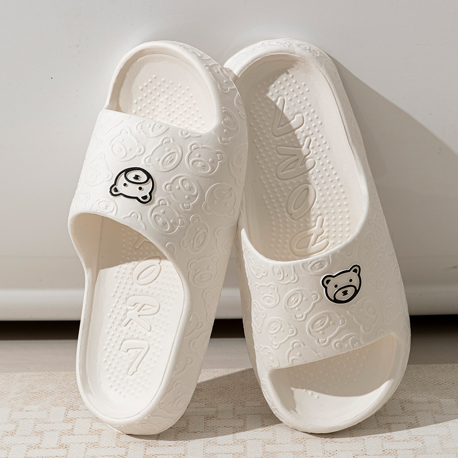 Printting Cute Bear Women Slip - Men Shoes Size To Women 评论和价格