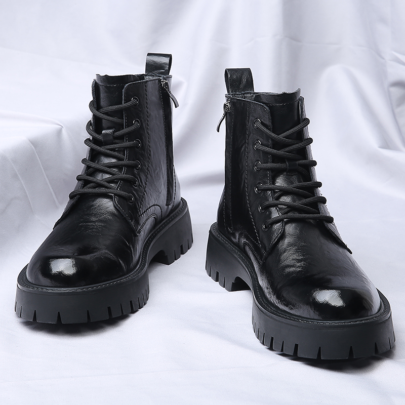 Men Side Zipper High Top Boots - Men'S Shoes Increase Height 评论和价格