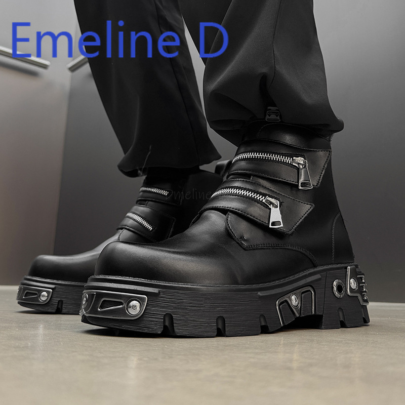 Dark Punk High Top Shoes Fashi - Men'S Shoes Increase Height 评论和价格