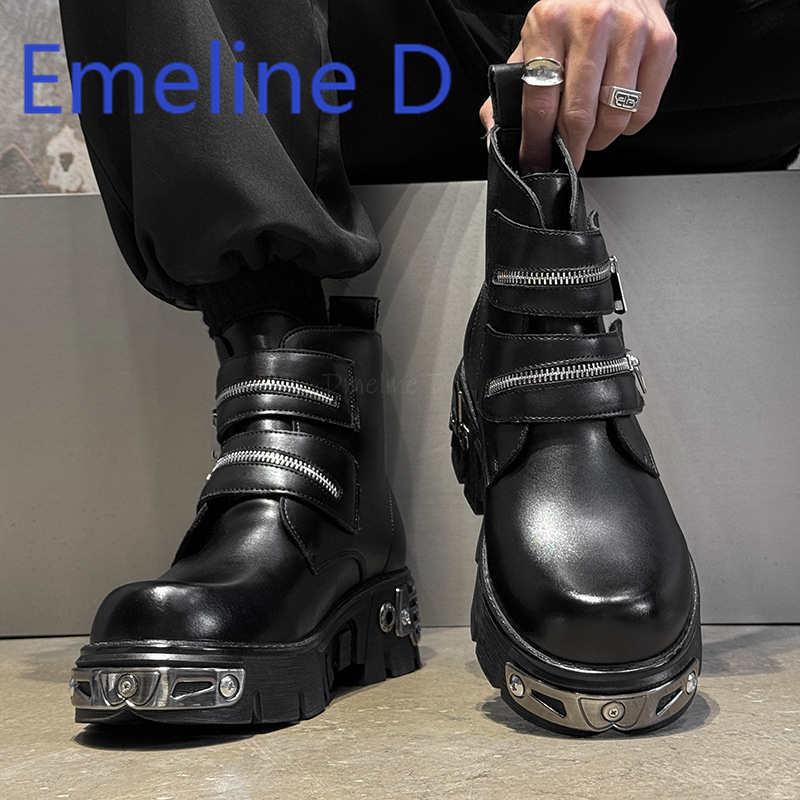 Dark Punk High Top Shoes Fashi - Men'S Shoes Increase Height 评论和价格